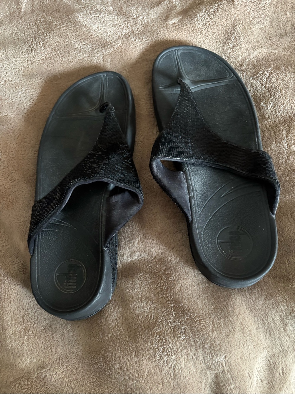 Black Sequin  Fit Flop